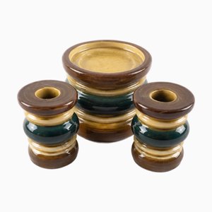 Scandinavian Modern Model KB 301 Candlesticks in Ceramic from Gabriel Sweden Rings, 1970s, Set of 3