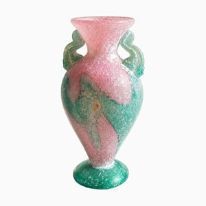Murano Scavo Sommerso Glass Amphora Vase from Vetri Murano, 1980s