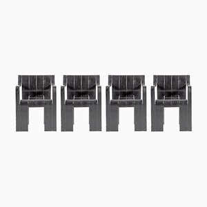 Schwarze Strip Stühle von Gijs Bakker für Castelijn, 1974, 4er Set