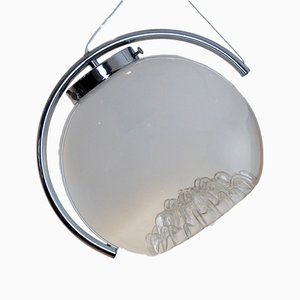 Frosted Glass Moon Pendant Light from Mazzega, 1970s