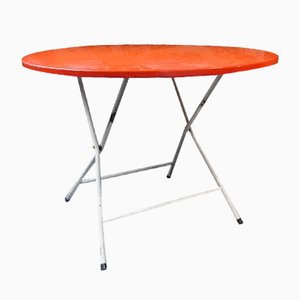 French Red Foldable Metal Table