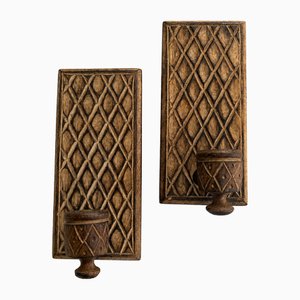 European, maker unknown · Hand-Carved Oak Wall Sconces