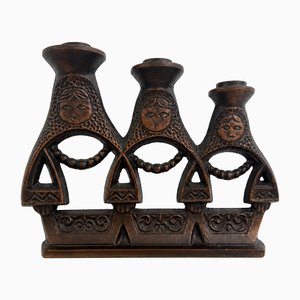 Brutalist Cast Iron Matryoshka Russian Doll Candleholder, Soviet, 1960s
