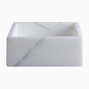 Small Squared White Carrara Marble Box from FiammettaV Home Collection