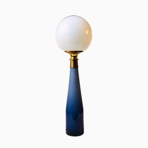 Nachtblaue Vintage Tischlampe aus verglastem Glas von Bent Nordsted für Kastrup