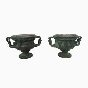 Vasi da fiori Warwick Albani antichi in bronzo di CD, set di 2