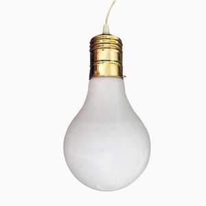 Vintage Bulb Pendant Lamp in Glass and Brass