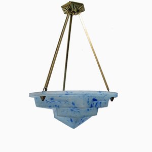 Art Deco Ceiling Light in Satined Glass & Brass