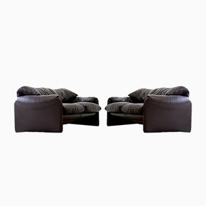 Canapés Deux Places Maralunga Vintage par Vico Magestretti pour Cassina, 1970s, Set de 2