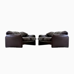 Vintage Maralunga 2-Seater Sofas by Vico Magestretti for Cassina, 1970s, Set of 2