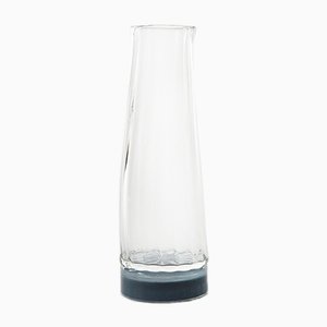 Carafe with Blue-Grey Base, Moire Collection, Hand-Blown Glass by Atelier George