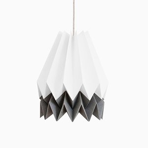 Lampe Origami Blanc Polaire avec Bande Gris Alpin par Orikomi