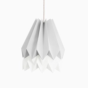 Light Grey Origami Lamp with Polar White Stripe by Orikomi