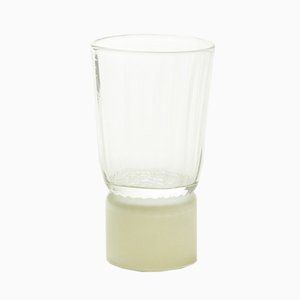 Drinking Glass with Ivory Base, Moire Collection, Hand-Blown Glass by Atelier George