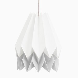 Lampe Origami PLUS Blanc Polaire avec Bande Gris Clair par Orikomi