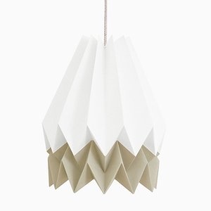 Lampe Origami PLUS Blanc Polaire avec Bande Taupe Clair par Orikomi
