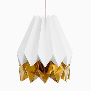 Lampada PLUS Origami bianco polare con strisce dorate di Orikomi