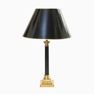 Black Marble & Brass Neoclassical Lamp, 1970s