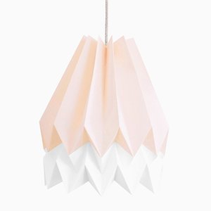 PLUS Pastellrosa Origami Lampe mit Polar White Stripe von Orikomi