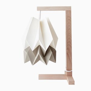 Polar White Table Lamp with Light Taupe Stripe by Orikomi