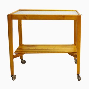 Birch Trolley with Hard Glass Top, 1940s