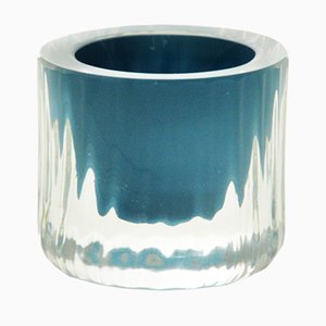 Egg-Cup with Turquoise Center, Moire Collection, Hand-Blown Glass by Atelier George