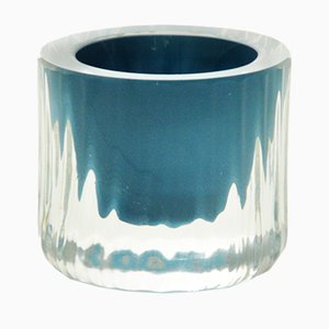 Huevera con centro turquesa de Moire Collection de vidrio soplado de Atelier George