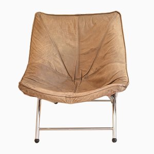Klappbarer Leder Stuhl von Teun van Zanten für Molinari, 1970er