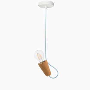 Sininho Pendant Lamp in Light Cork with Blue Wire from Galula