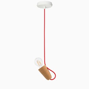 Sininho Pendant Lamp in Light Cork with Red Wire from Galula