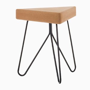Três Stool in Light Cork with Black Legs by Mendes Macedo for Galula