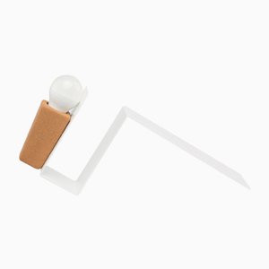 Lampe de bureau Glint 1 avec Base Blanche & Cable Textile Gris par Mendes Macedo pour Galula