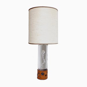 French Glass Lamp with Air Bubbles from Daum, 1970s