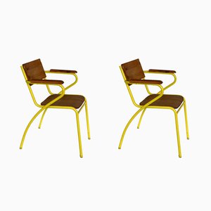 Set of Industrial Plywood Armchairs, 1930s