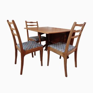 Vintage Teak Dining Chairs and Table, 1960s, Set of 3