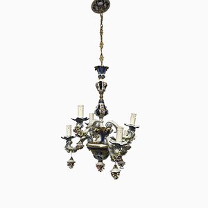 Vintage French Porcelain Flower Chandelier