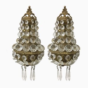 Appliques Vintage en Cristal, Italie, Set de 2