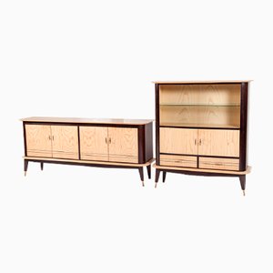 Vintage Barschrank und Sideboard in Mahagoni & Ash, 1950er