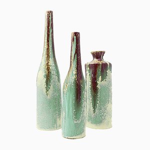 Glazed Ceramic Bottles from Viba, 1960s, Set of 3