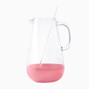 Jarra Limonata de vidrio soplado en rosa con mezclador de Cristina Celestino para Paola C.