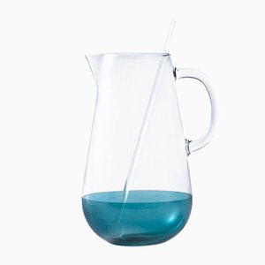 Carafe Limonata en Verre Bleu Soufflé avec Mixer par Cristina Celestino pour Paola C.