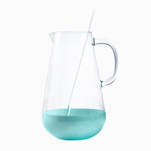 Jarra Limonata de vidrio soplado en azul claro con mezclador de Cristina Celestino para Paola C.