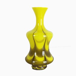 Large Psychedelic Yellow Vase by Carlo Moretti for Opaline Florence, 1970s