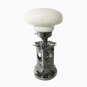 Mid-Century Chrome & Murano Glass Table Lamp