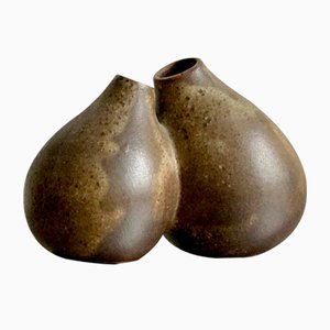 Mid-Century Sandstone Soliflore Double Bud Vase