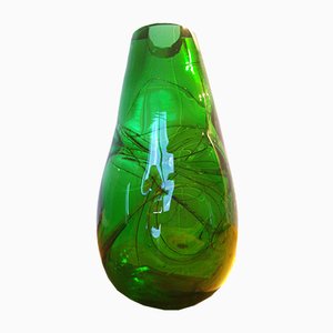 Grüne Glas Vase, 1970er