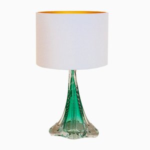 Lampada da tavolo fatta a mano in vetro traslucido di Boussu, anni '60