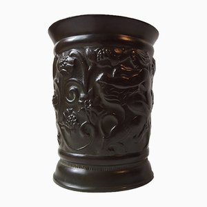 Vase Vintage en Relief de Bronze par Just Andersen pour Just, 1930s