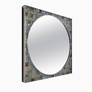 Italian Backlit Glass Wall Mirror from Poliarte, 1970s