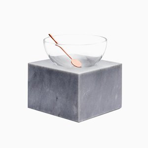 Coppa Halbmond Schale aus geblasenem Glas und Versilia Marmor von Elisa Ossino für Paola C.